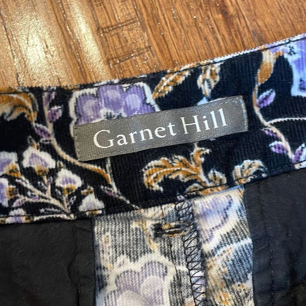 Garnet Hill purple floral corduroy wide leg pant size 4 - Picture 4 of 15